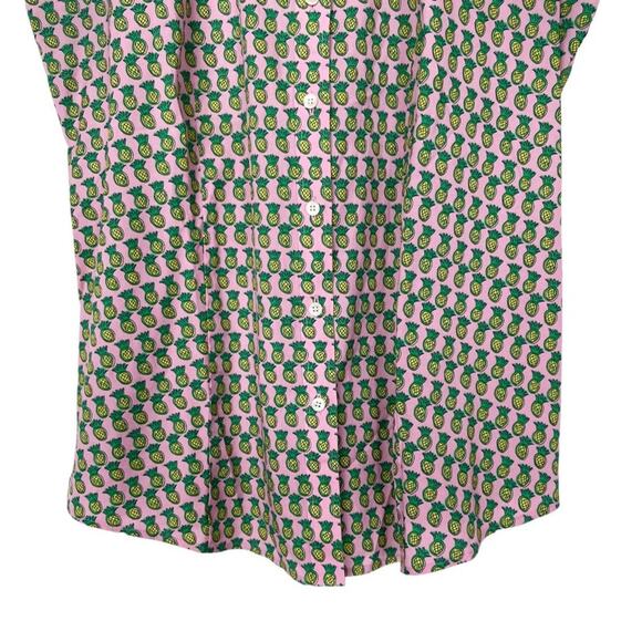 Talbots Pineapple Blouse Pink Yellow‎ Scalloped Sleeveless Top Womens Size 10 - Picture 6 of 8